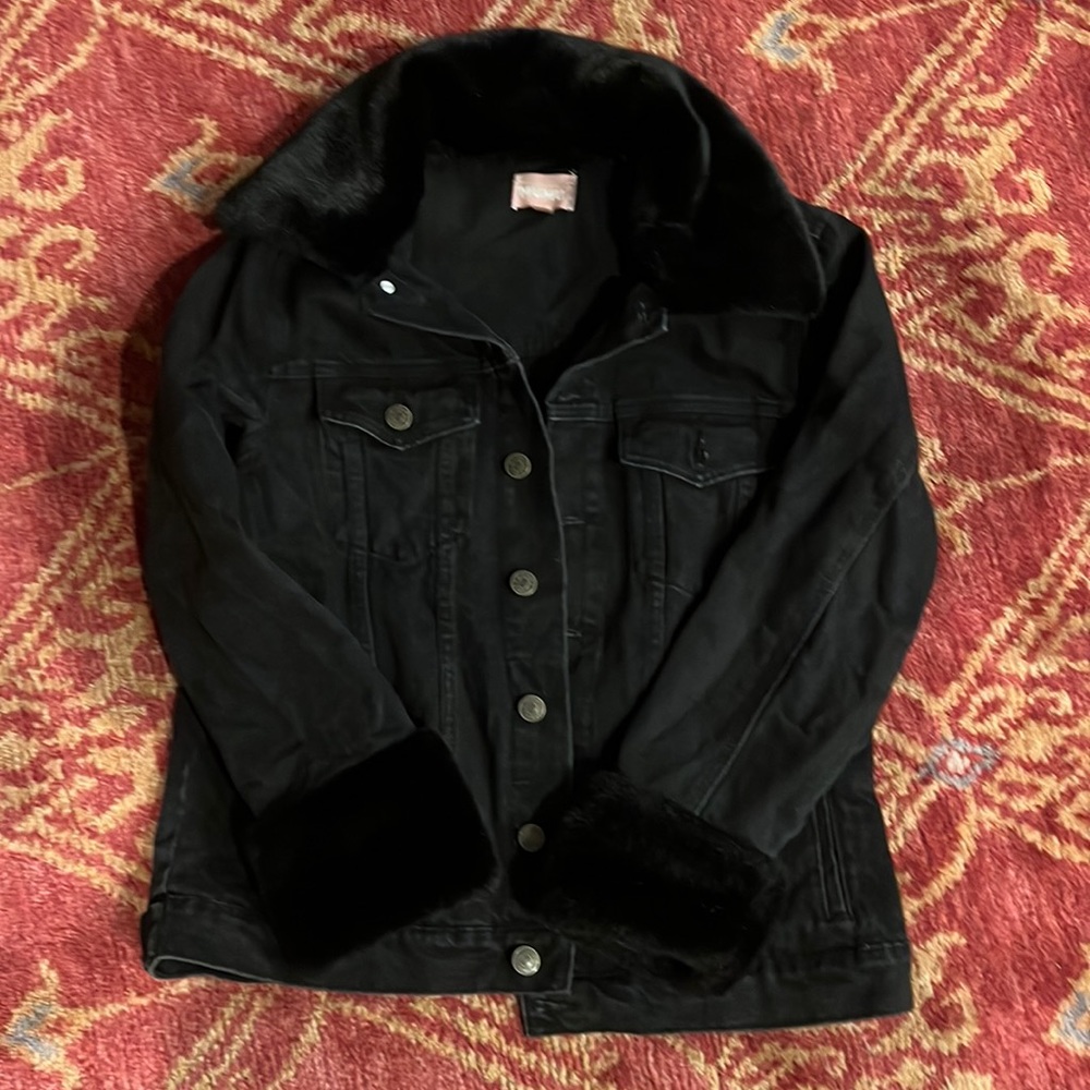 SMYM Black Denim Jacket with Fur